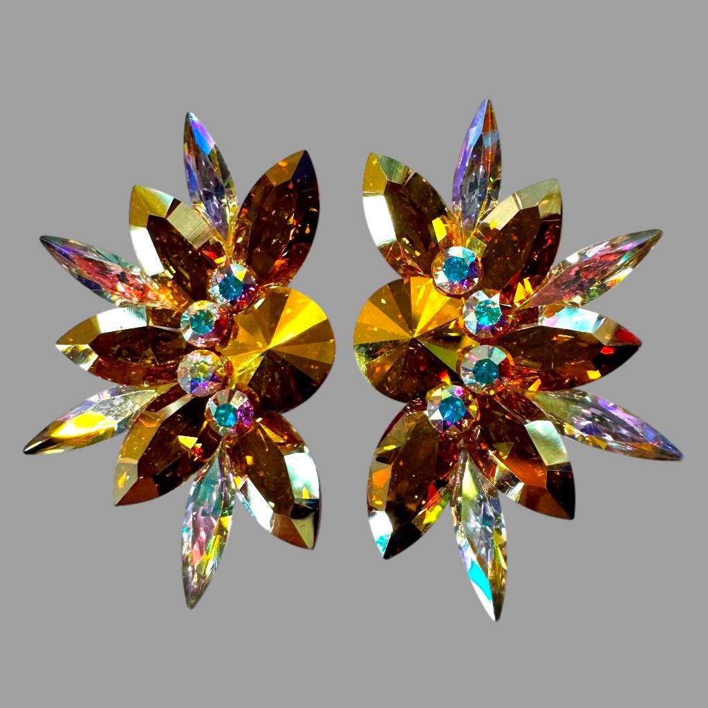 Earrings, Metallic Sunshine & CAB Rhinestones
