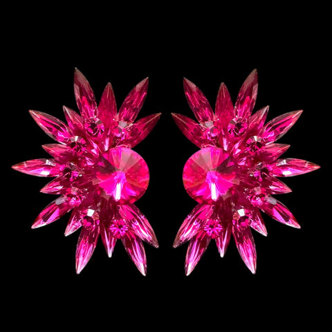 Earrings, Emerald and Crystal AB Rhinestones