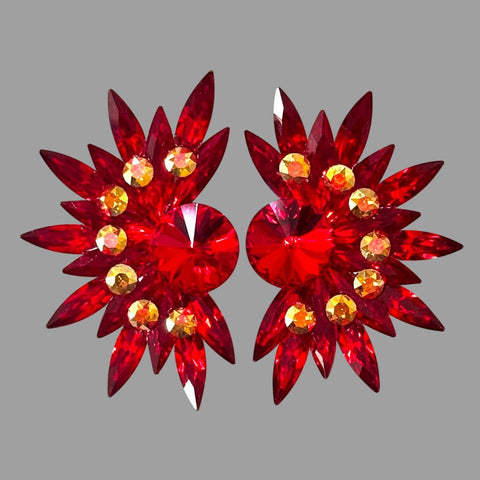 Earrings, Emerald and Crystal AB Rhinestones