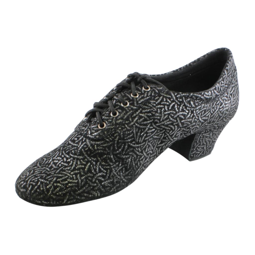 Galex 1205 Flexi, Black with Silver Lines, Practice Dance Shoes