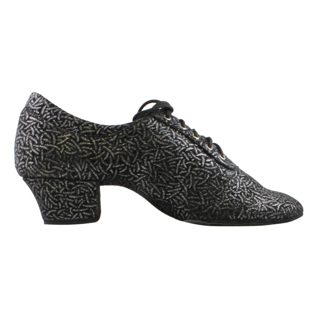Galex 1205 Flexi, Black with Silver Lines, Practice Dance Shoes