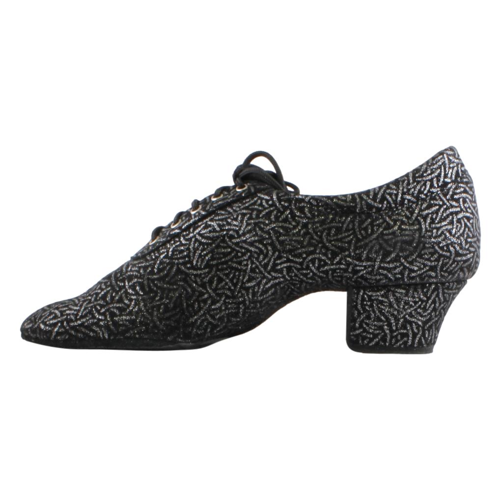 Galex 1205 Flexi, Black with Silver Lines, Practice Dance Shoes