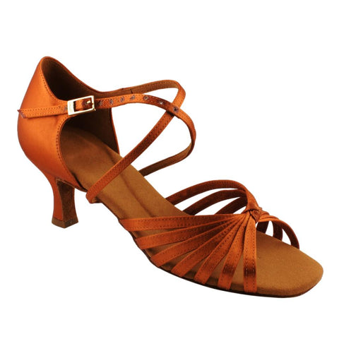 Galex 2274 Tatiana, Heel 6cm Flare W, Gold Cedar Satin, Women's Latin Dance Shoes