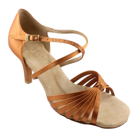 Galex 2274 Tatiana, Heel 6cm Flare W, Gold Cedar Satin, Women's Latin Dance Shoes