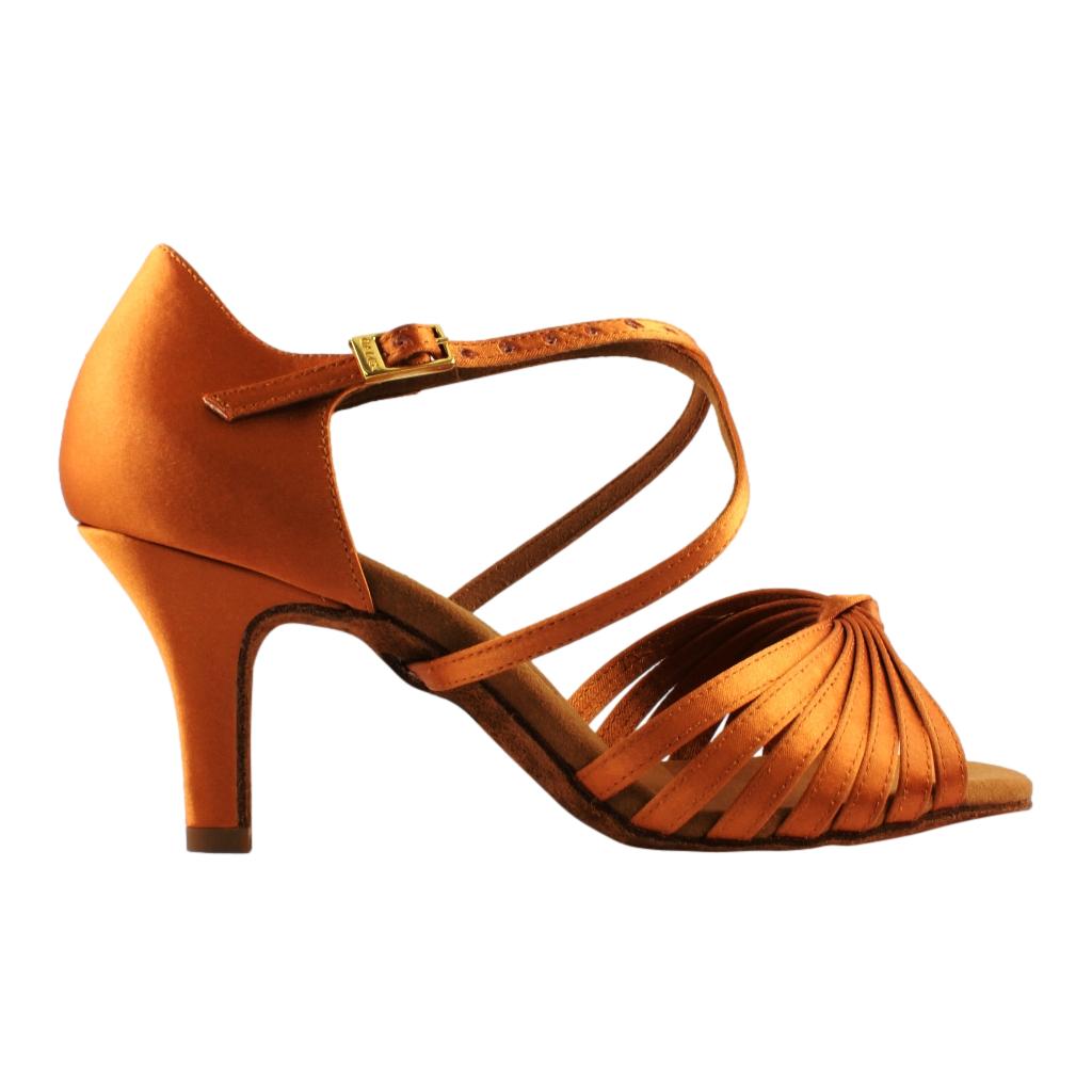 Galex 2215 Irina, Heel 7cm Slim, Gold Cedar Satin, Women's Latin Dance Shoes