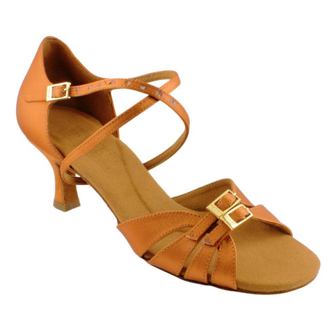 Galex 2274 Tatiana, Heel 6cm Flare W, Gold Cedar Satin, Women's Latin Dance Shoes