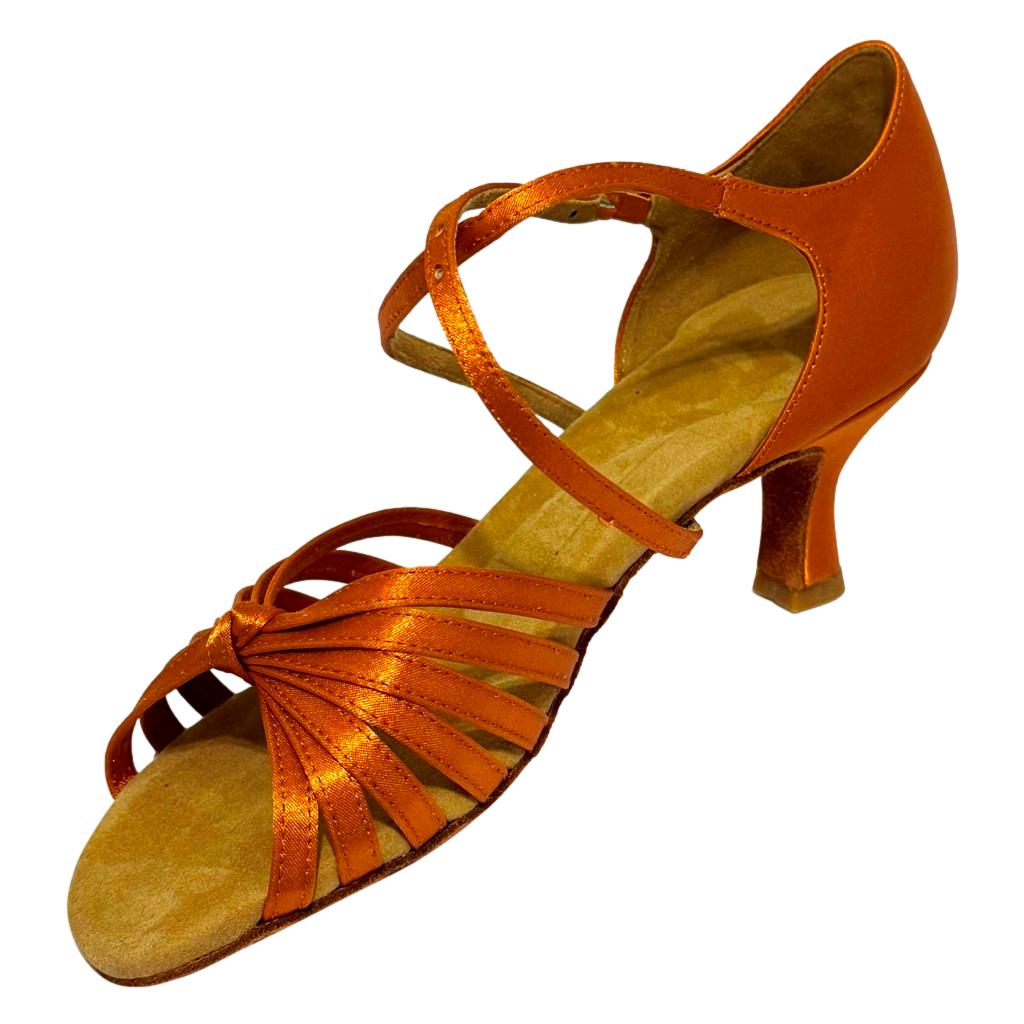 Galex 2215 Irina, Heel 6cm Flare W, Gold Cedar Satin, Women's Latin Dance Shoes