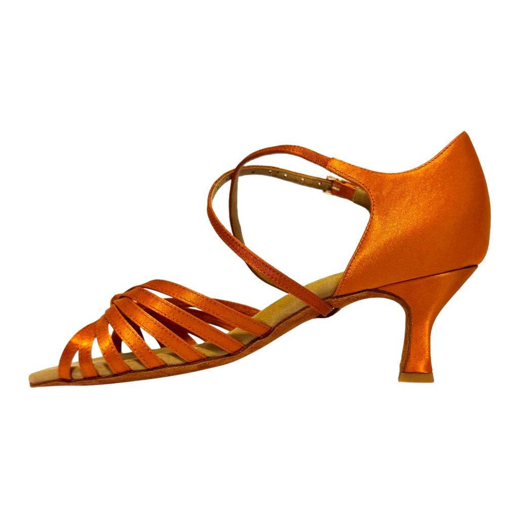Galex 2215 Irina, Heel 6cm Flare W, Gold Cedar Satin, Women's Latin Dance Shoes