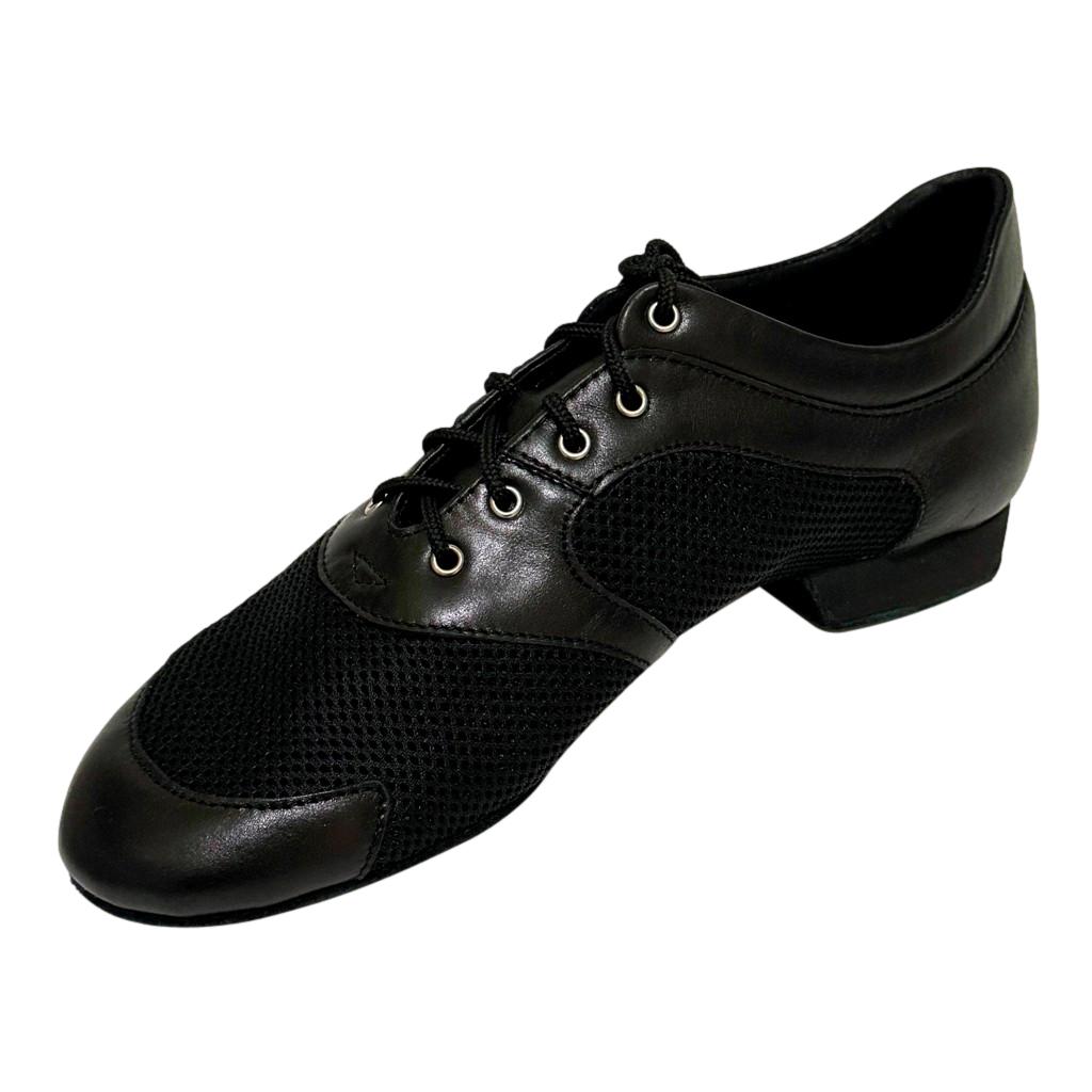 Galex Michelle, Heel 2cm, Black Sole, Black Mesh & Leather, Practice Dance Shoes