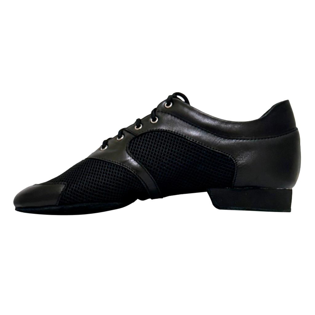 Galex Michelle, Heel 2cm, Black Sole, Black Mesh & Leather, Practice Dance Shoes