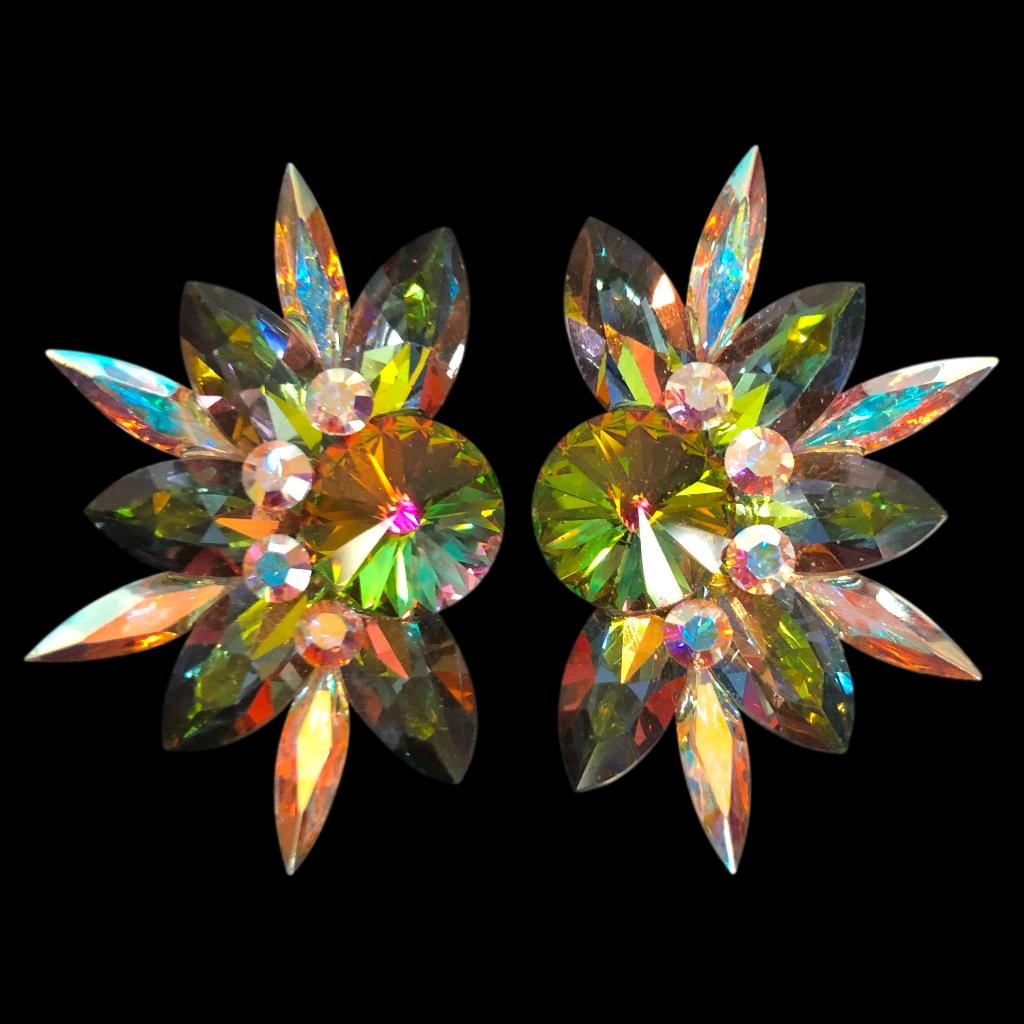 Earrings, Vitrail Medium & Crystal AB Rhinestones