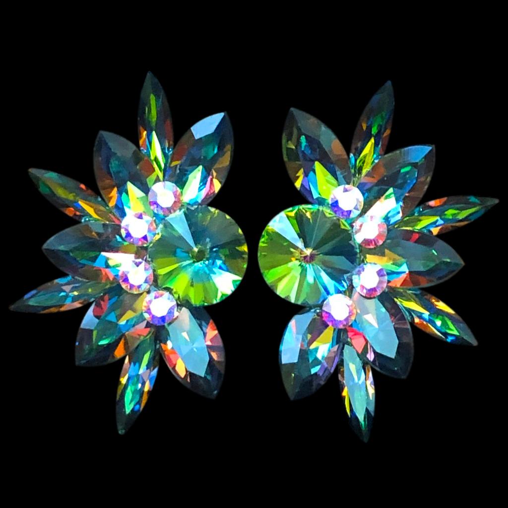 Earrings, Vitrail Medium & Crystal AB Rhinestones