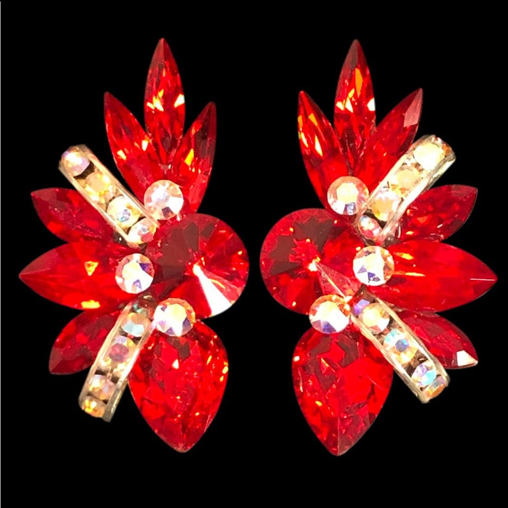 Earrings, Light Siam and Crystal AB Rhinestones