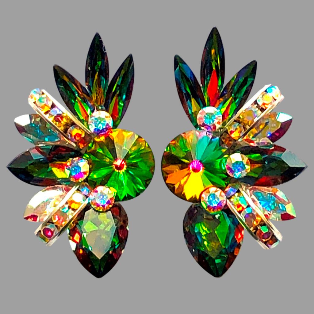 Earrings, Vitrum Medium and Crystal AB Rhinestones