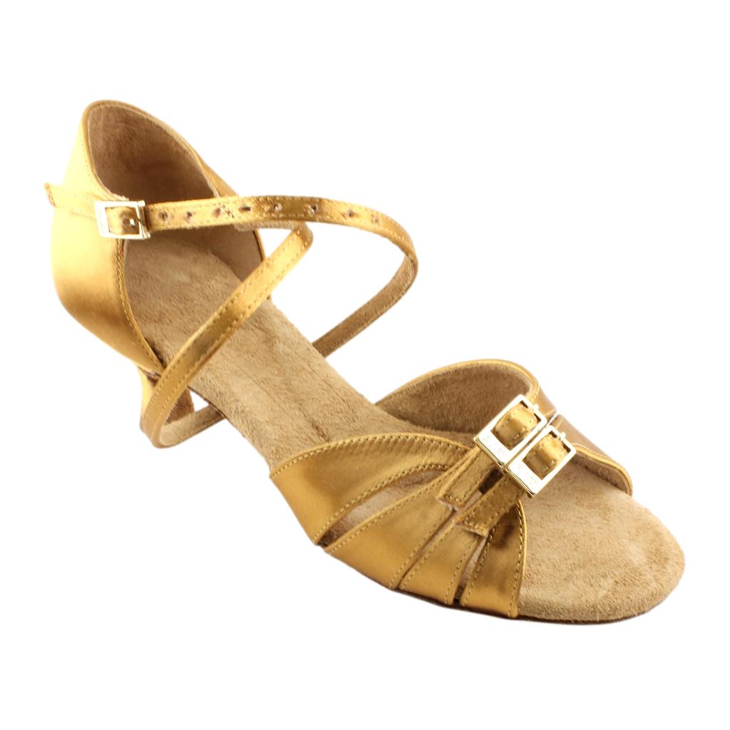 Women's Latin Dance Shoes, 2274 Tatiana, RR Tan Satin, Heel 5cm Flare W