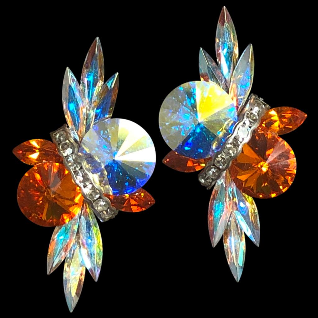 Earrings, Brandy, Crystal AB and Crystal Rhinestones