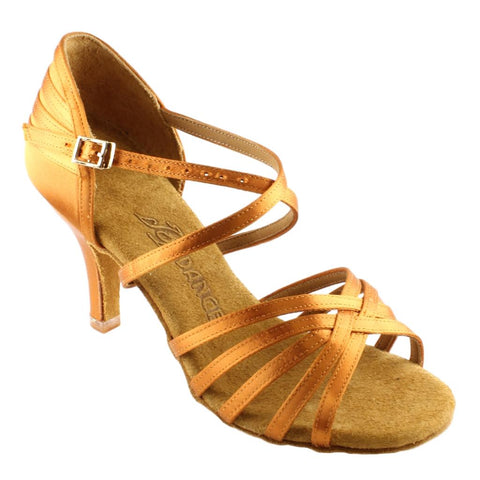Galex 2274 Tatiana, Heel 6cm Flare W, Gold Cedar Satin, Women's Latin Dance Shoes