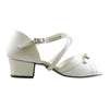 Girls' Latin Dance Shoes, 3070 Polina, White Leather, Block Heel