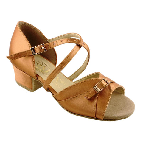 BD Dance 501, Heel Child I, Tan 3, Girls' Standard Dance Shoes