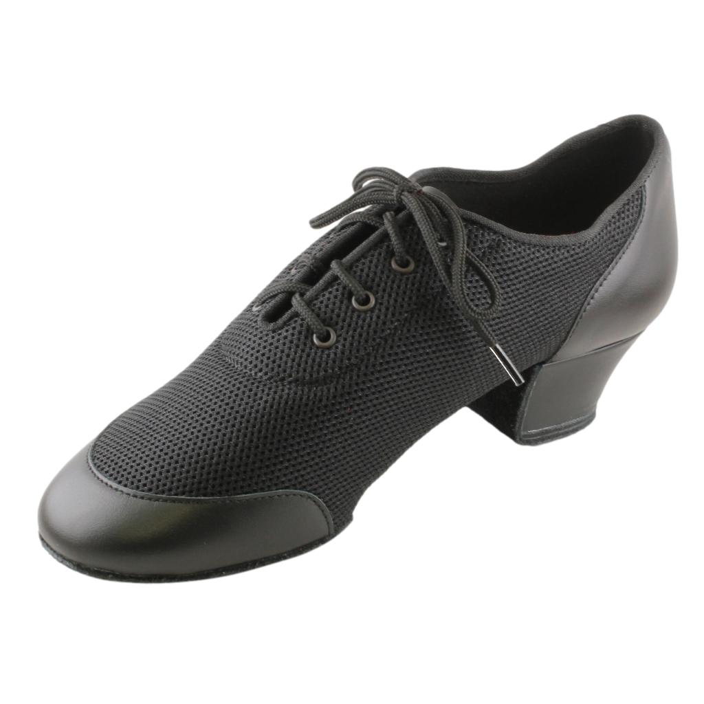 Practice Latin Dance Shoes, Model 4000 Vento, Black Leather Mash