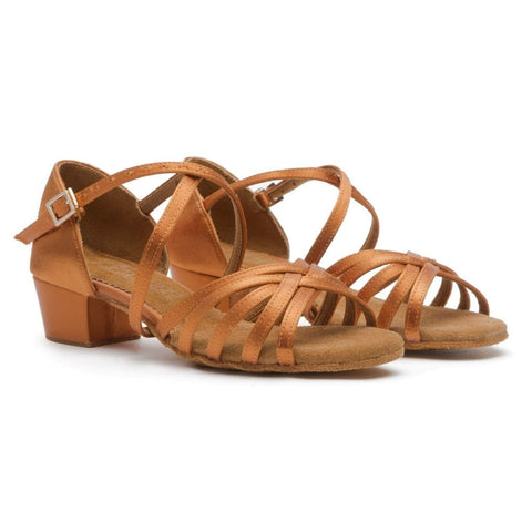 BD Dance 501, Heel Child I, Tan 3, Girls' Standard Dance Shoes