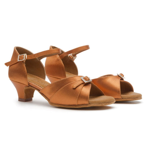 BD Dance 501, Heel Child I, Tan 3, Girls' Standard Dance Shoes