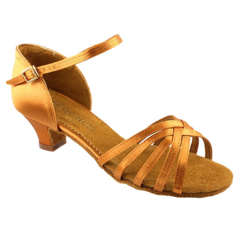 Women's Latin Dance Shoes, 2274 Tatiana, Tan Satin, Heel 5cm Flare W