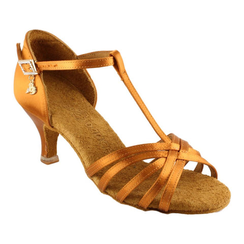 Galex 2274 Tatiana, Heel 6cm Flare W, Gold Cedar Satin, Women's Latin Dance Shoes