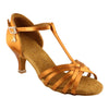 BD Dance Latin Dance Shoes for Women, Model 217, Heel EH10, Dark Tan