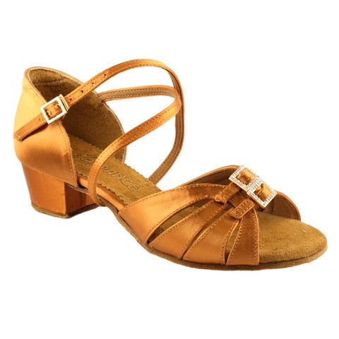 BD Dance 501, Heel Child I, Tan 3, Girls' Standard Dance Shoes