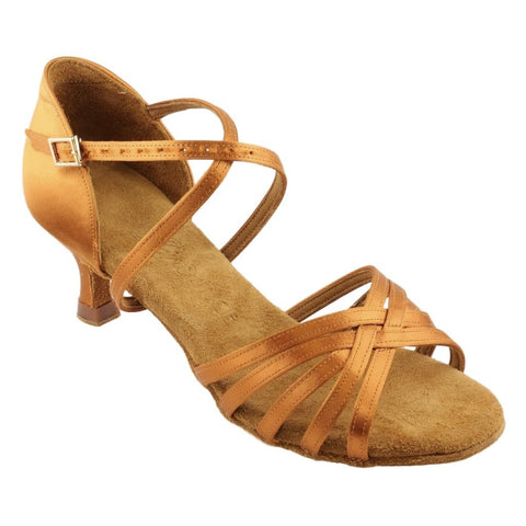 Galex 2274 Tatiana, Heel 6cm Flare W, Gold Cedar Satin, Women's Latin Dance Shoes