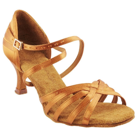 Galex 2274 Tatiana, Heel 6cm Flare W, Gold Cedar Satin, Women's Latin Dance Shoes