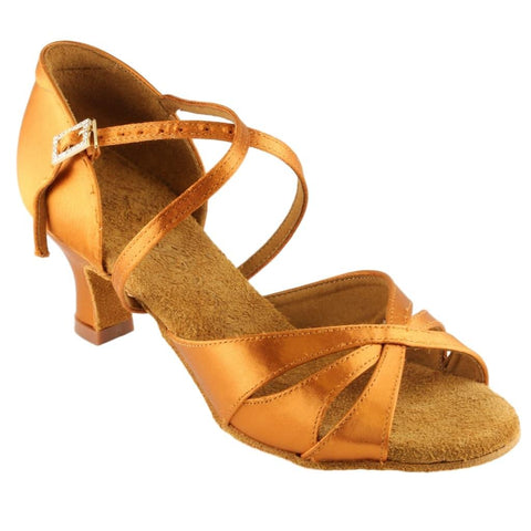 Galex 2274 Tatiana, Heel 6cm Flare W, Gold Cedar Satin, Women's Latin Dance Shoes
