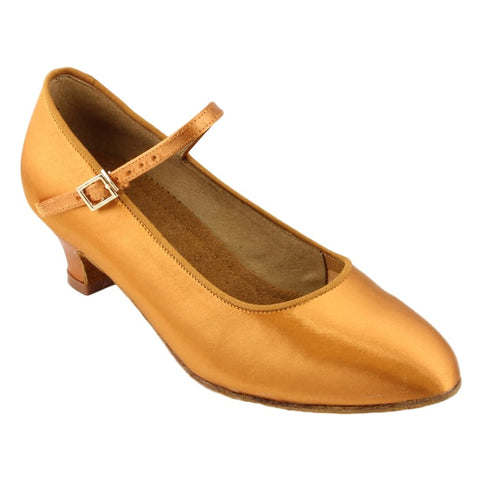 Girls' Latin Dance Shoe, Model 603, Heel Child II (Block), Tan 3