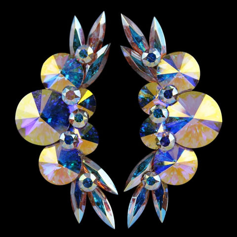 Earrings, Emerald and Crystal AB Rhinestones