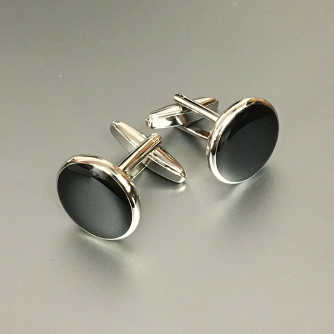 Triangle Silver Cufflinks with Crystal