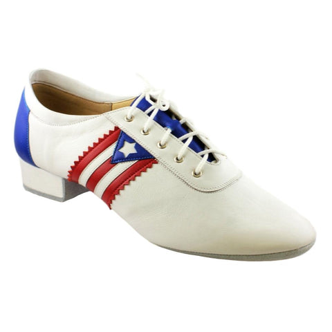 Men's Smooth Dance Shoes, Flexi M, Red-Blue-White Patent Leather