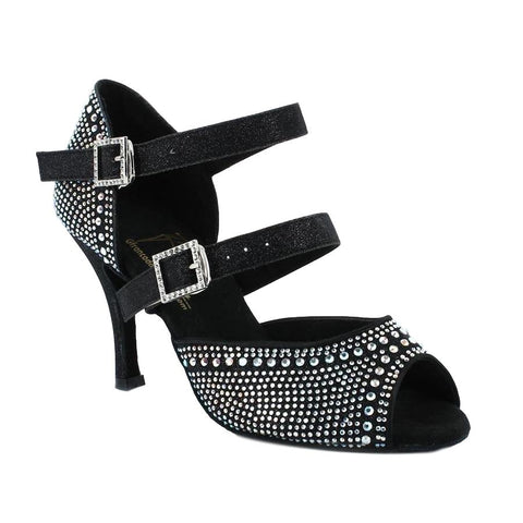 Women's Latin Dance Shoes, Model Onyx, Black, Heel 2.5"