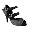 Women's Latin Dance Shoes, Model Onyx, Black, Heel 3