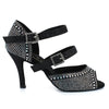 Women's Latin Dance Shoes, Model Onyx, Black, Heel 3