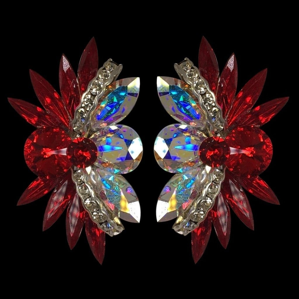 Earrings, Light Siam and Crystal AB Rhinestones