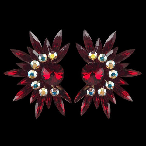 Earrings, Emerald and Crystal AB Rhinestones