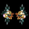 Euro Glam Earrings, Clip-On, Swarovski Emerald - Shampain - Topaz - Crystal AB