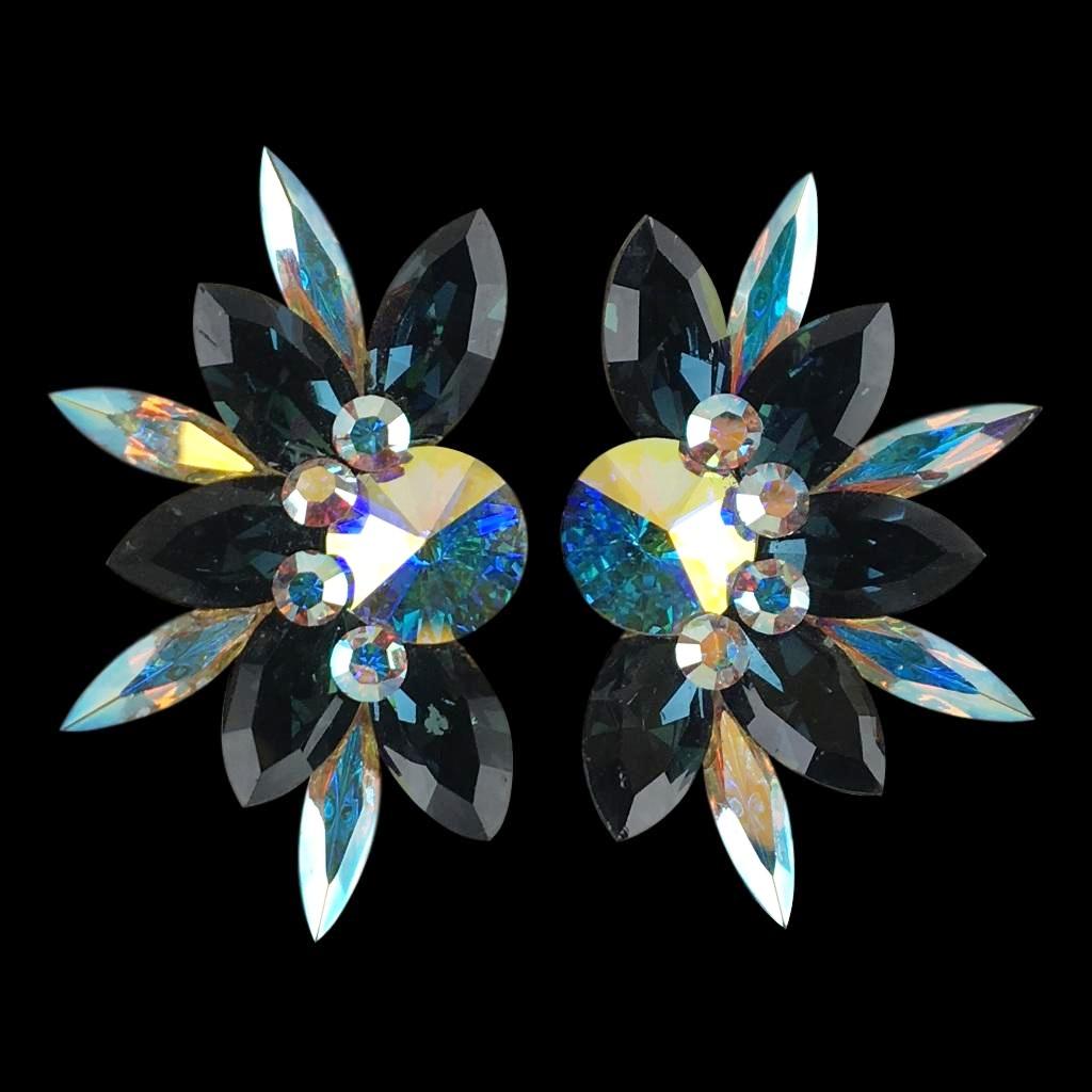Earrings, Montana and Crystal AB Rhinestones