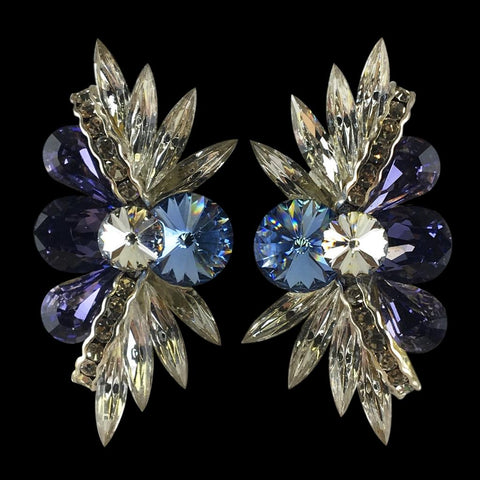 Earrings, Emerald and Crystal AB Rhinestones