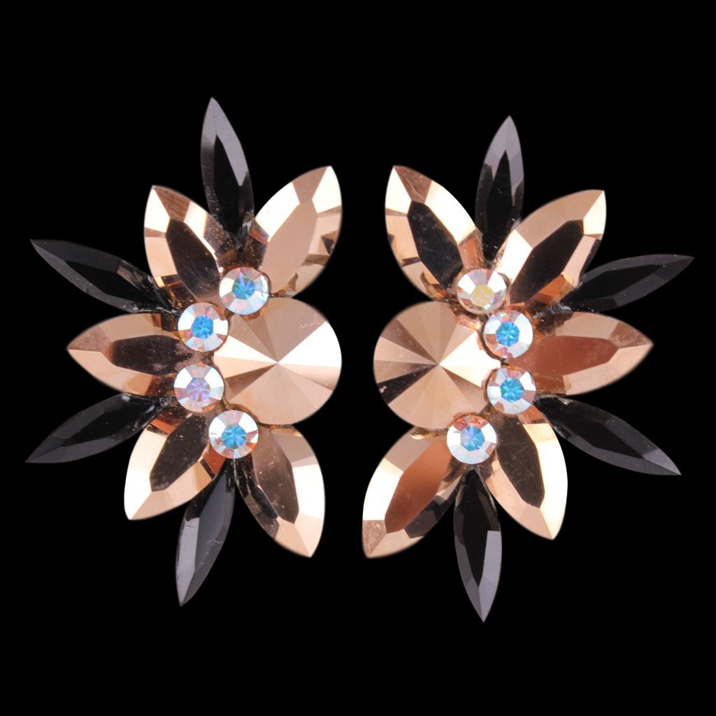 Earrings, Rose Gold - Jet Hematite - Crystal AB Rhinestones