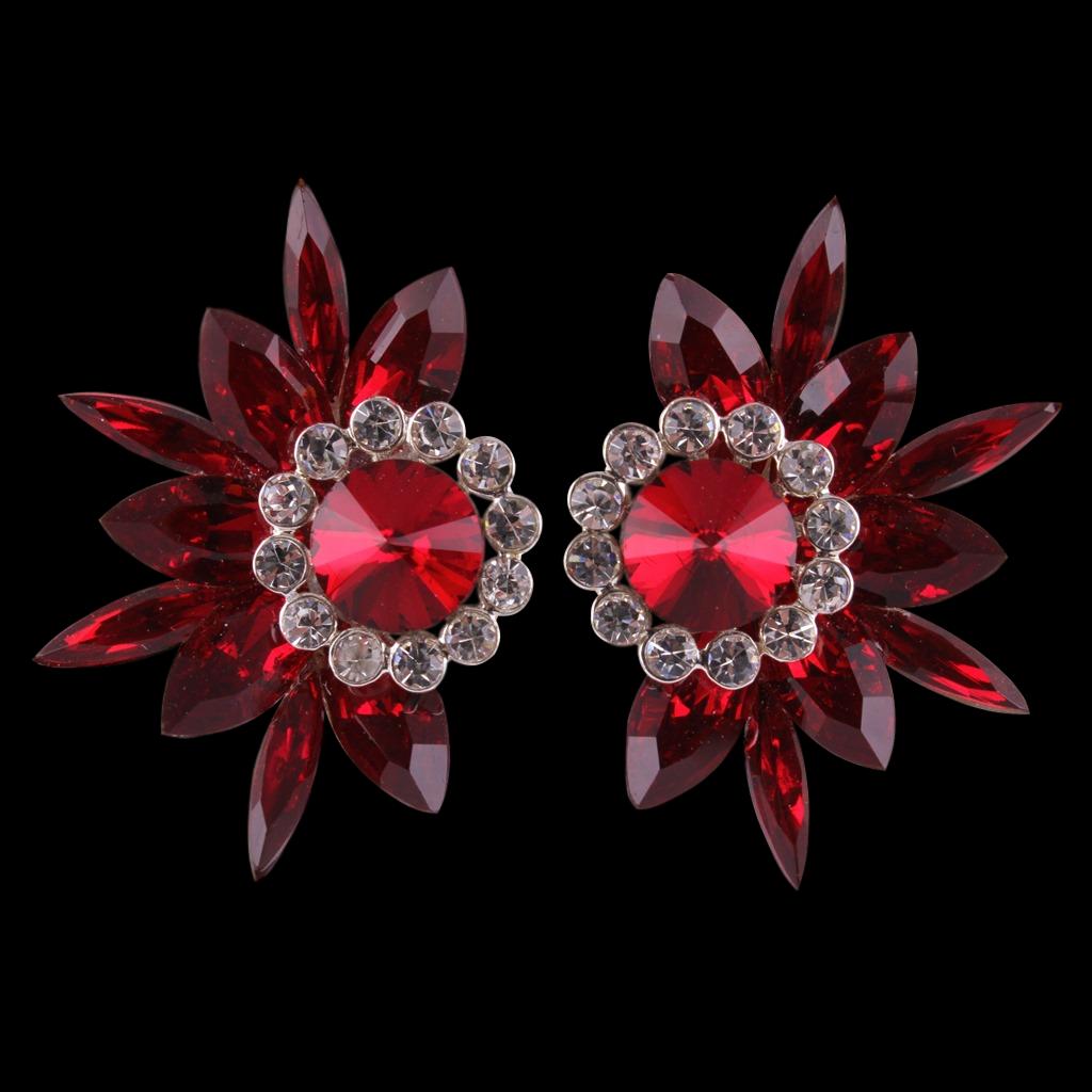 Earrings, Siam Rhinestones