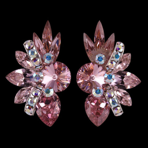 Earrings, Crystal AB and Light Siam Rhinestones