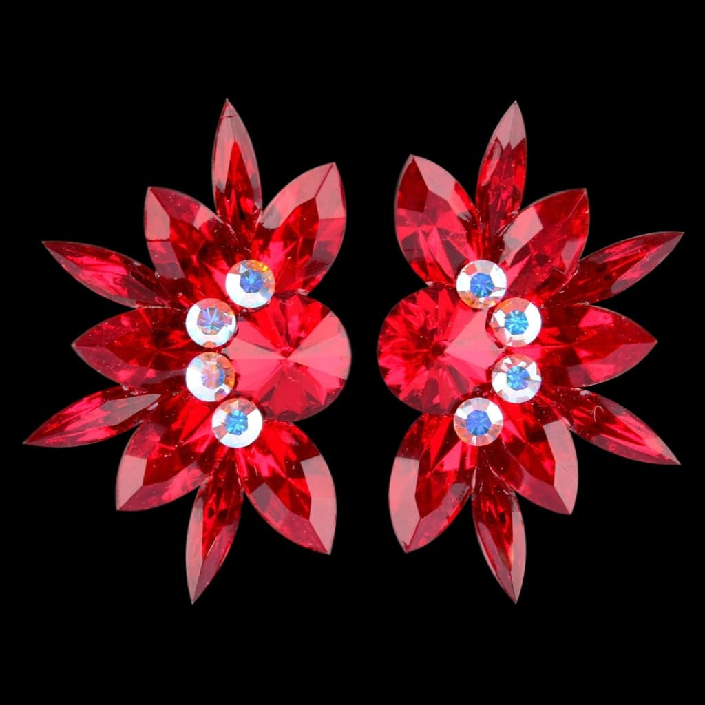 Earrings, Light Siam and Crystal AB Rhinestones