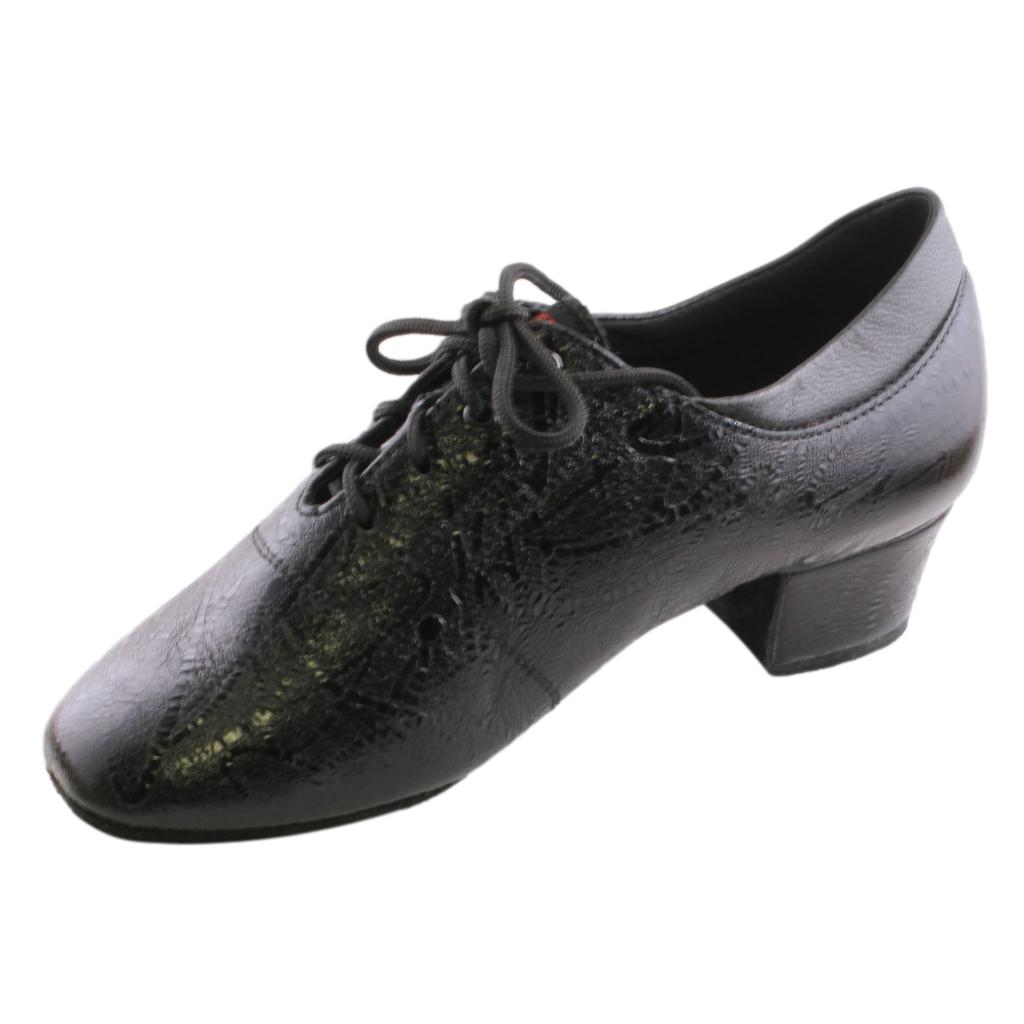 Practice Dance Shoes for Women, Model 1205N Flexi, Black Leather, Pattern Splash
